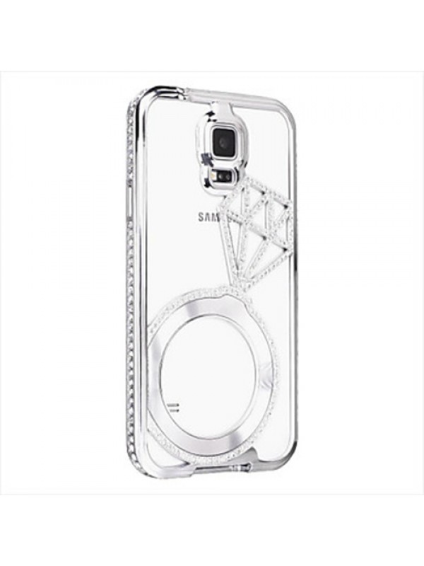 Shengo S5 G900 TekTaşlı Metal Diamond Series Kılıf Silver