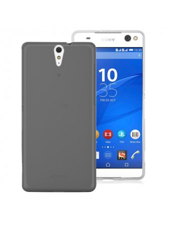 Sony Xperia C5 Ultra Kılıf Soft Silikon Şeffaf-Siyah Arka Kapak