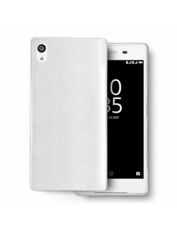 Sony Xperia Z1 Kılıf Deri Dokulu Arka Kılıf Beyaz