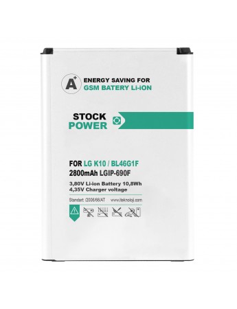 Stock Power LG K10 2017 (BL-46G1F) Batarya 2800 mAh