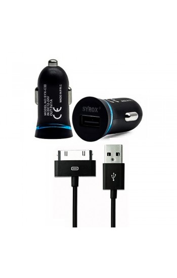 Syrox C29 Araç Şarj Aleti  ve iPhone 4s Kablo Set 1A Siyah…