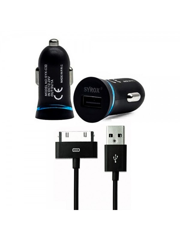 Syrox C29 Araç Şarj Aleti  ve iPhone 4s Kablo Set 1A Siyah…