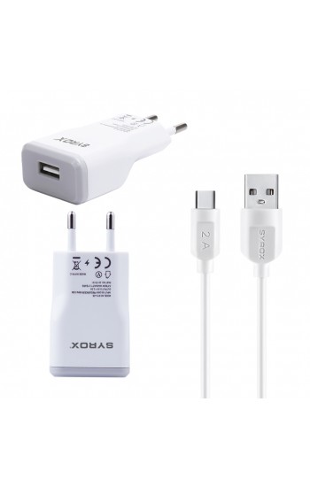 Syrox J28 Şarj Aleti Type-C Kablolu Set 2.0A Beyaz…